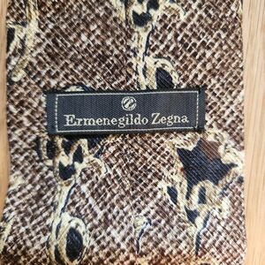 Ermenegildo Zegna Brown and Black Silk Patterned Tie